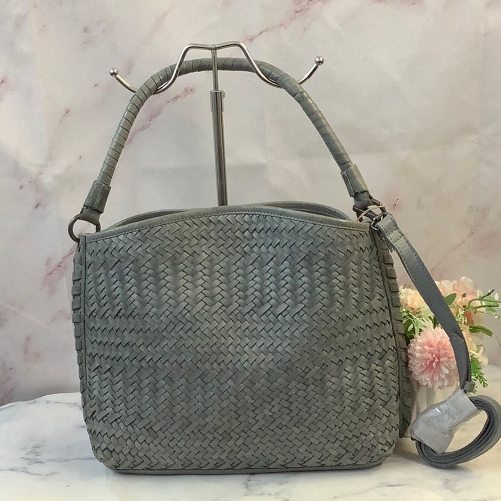 NWT Woven Gray Leather Handbag